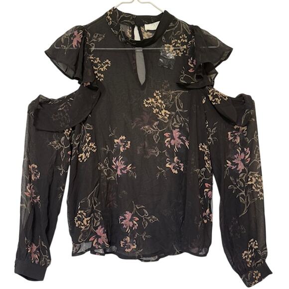 Womens Dark Fairy Grunge Sheer Floral Blouse Top Medium Dark Romantic Ethereal - Picture 1 of 15